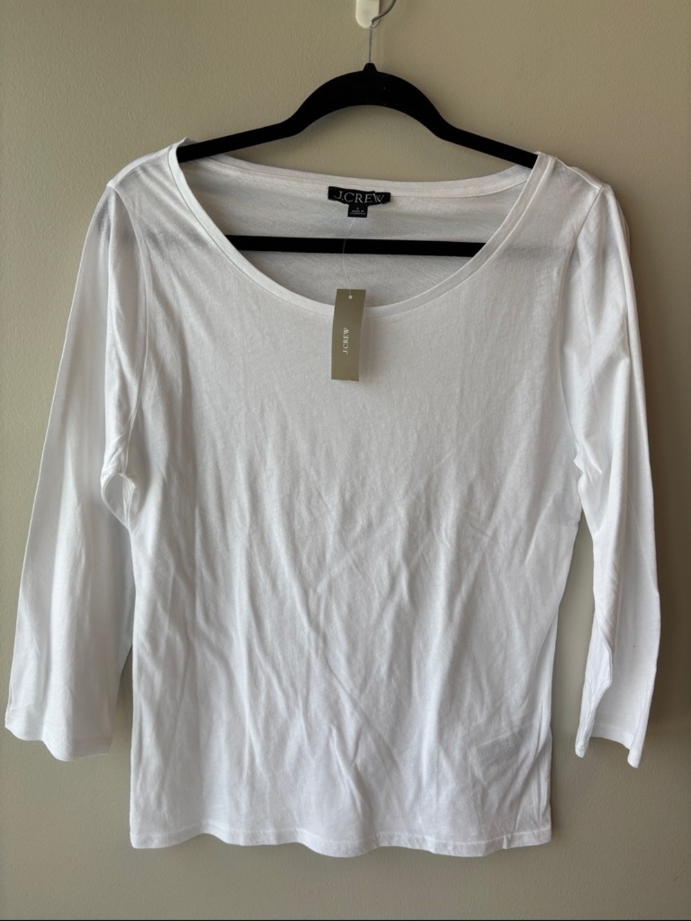 J. Crew White Scoop Neck Long Sleeve Tee - Women's